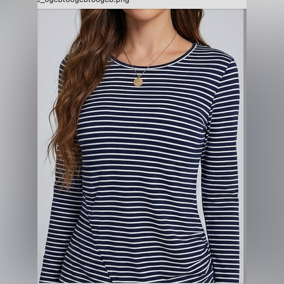 Striped Tulip Hem Fitted Dress - Picture 2 of 6